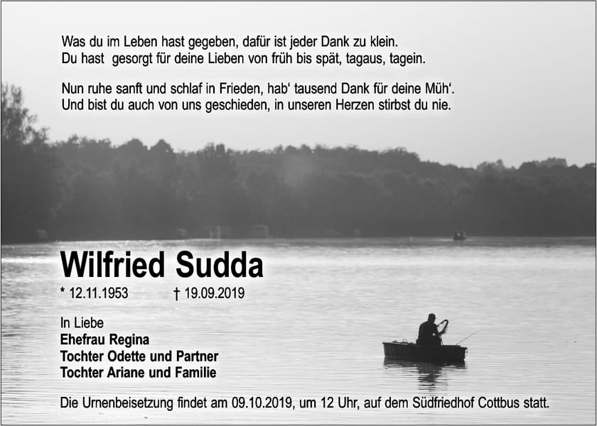 Traueranzeige Wilfried Sudda