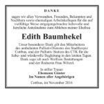 Danksagung Edith Baumhekel