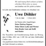 Traueranzeige Uwe Döhler