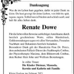 Danksagung Renate Dowe