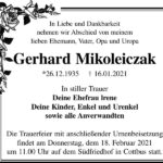Traueranzeige Gerhard Mikoleiczak