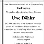 Danksagung Uwe Döhler