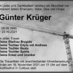Traueranzeige Günter Krüger