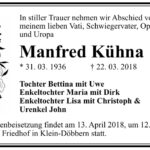 Traueranzeige Manfred Kühna