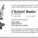 Traueranzeige Christel Buder, geb. Schwietzer