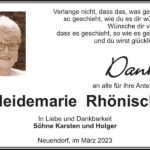 Danksagung Heidemarie Rhönisch