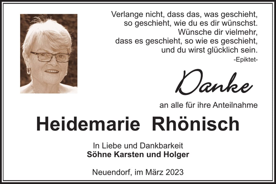 Danksagung Heidemarie Rhönisch