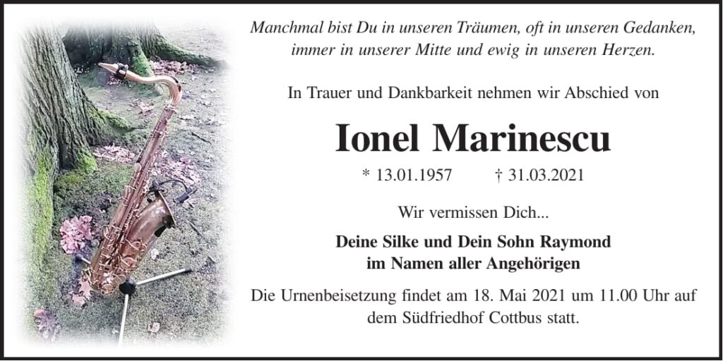 Traueranzeige Ionel Marinescu