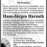 Danksagung Hans-Jürgen Harnath