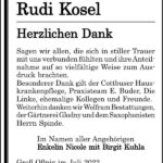 Danksagung Rudi Kosel