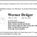 Traueranzeige Werner Dräger