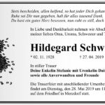 Traueranzeige Hildegard Schwarze