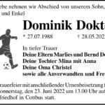 Traueranzeige Dominik Dokter