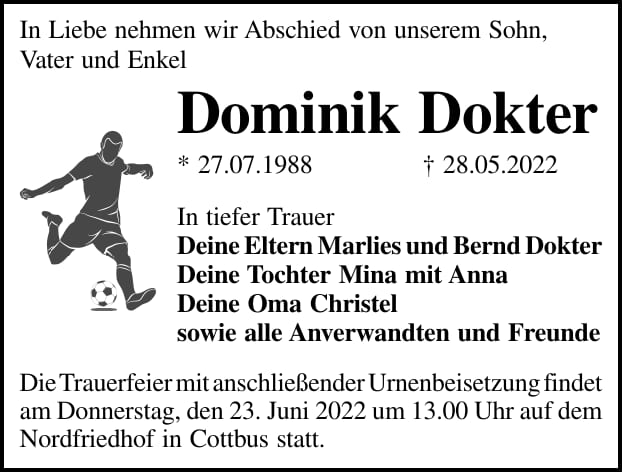 Traueranzeige Dominik Dokter