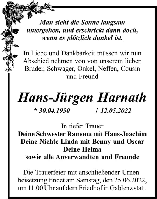 Traueranzeige Hans-Jürgen Harnath