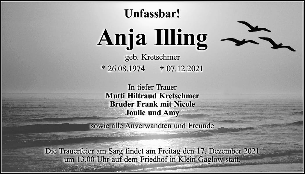 Traueranzeige Anja Illing, geb. Kretschmer