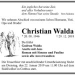 Traueranzeige Christian Walda