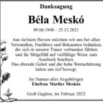 Danksagung Béla Meskó