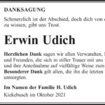 Danksagung Erwin Udich