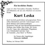 Danksagung Kurt Leska