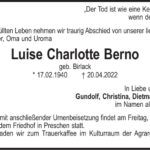 Traueranzeige Luise Charlotte Berno, geb. Birlack