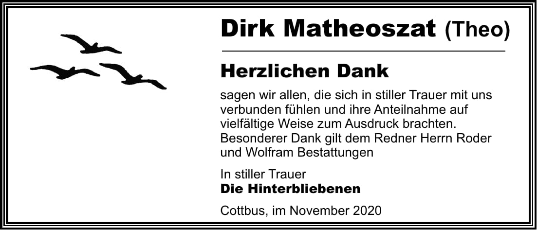 Danksagung Dirk Matheoszat