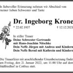 Traueranzeige Dr. Ingeborg Krone
