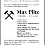 Traueranzeige Max Piltz