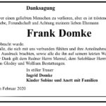 Danksagung Frank Domke