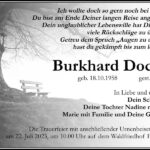 Traueranzeige Burkhard Dockter