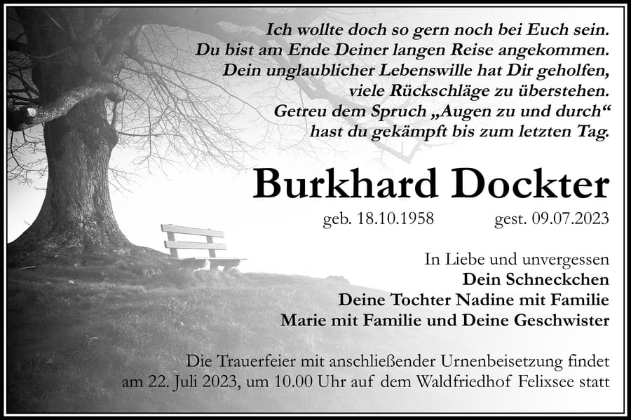 Traueranzeige Burkhard Dockter
