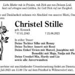 Traueranzeige Christel Stille, geb. Konzack