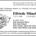 Traueranzeige Elfriede Münzberg