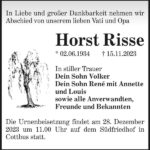 Traueranzeige Horst Risse