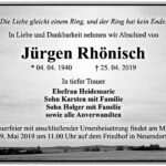 Traueranzeige Jürgen Rhönisch