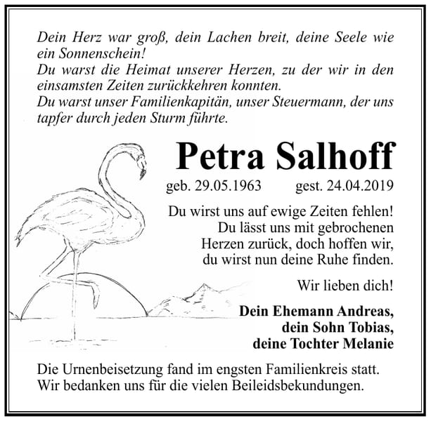 Traueranzeige Petra Salhoff