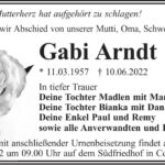 Traueranzeige Gabi Arndt