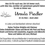 Traueranzeige Ursula Fiedler