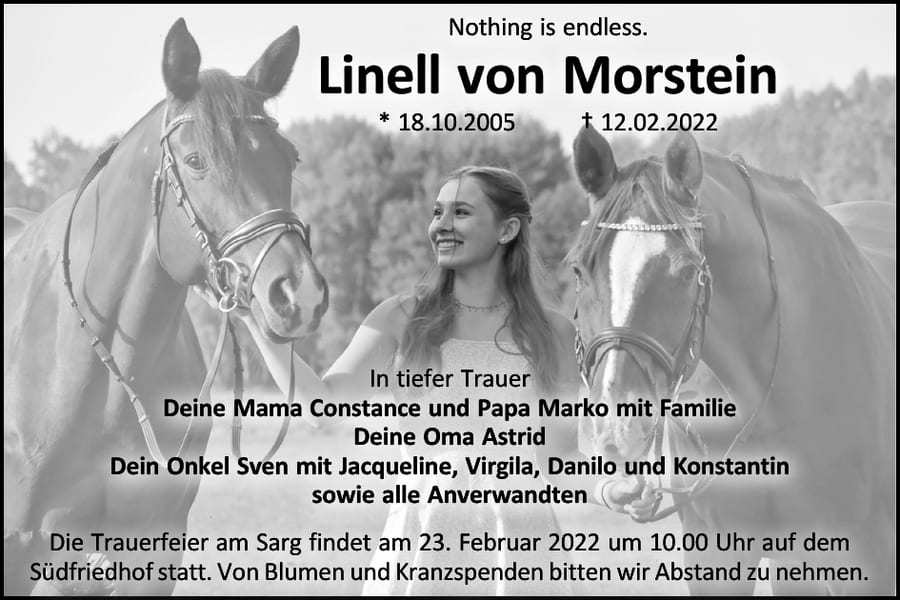 Traueranzeige Linell von Morstein