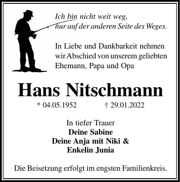 Traueranzeige Hans Nitschmann
