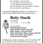 Traueranzeige Betty Starik, geb. Meinel