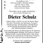 Danksagung Dieter Schulz