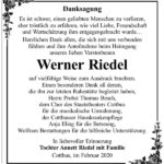 Danksagung Werner Riedel