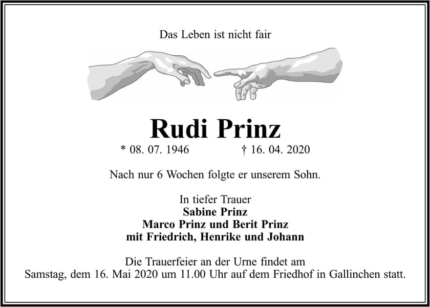 Traueranzeige Rudi Prinz