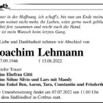 Traueranzeige Joachim Lehmann