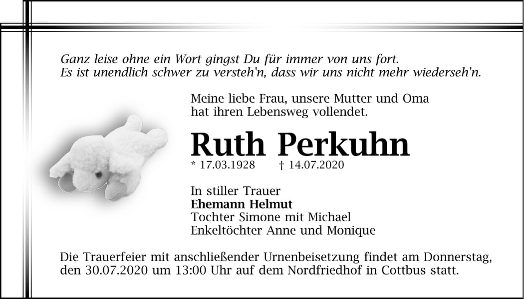 Traueranzeige Ruth Perkuhn
