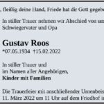 Traueranzeige Gustav Roos