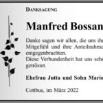 Danksagung Manfred Bossan
