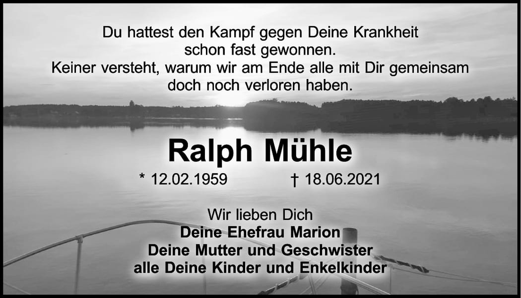 Traueranzeige Ralph Mühle