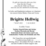 Traueranzeige Brigitte Hellwig